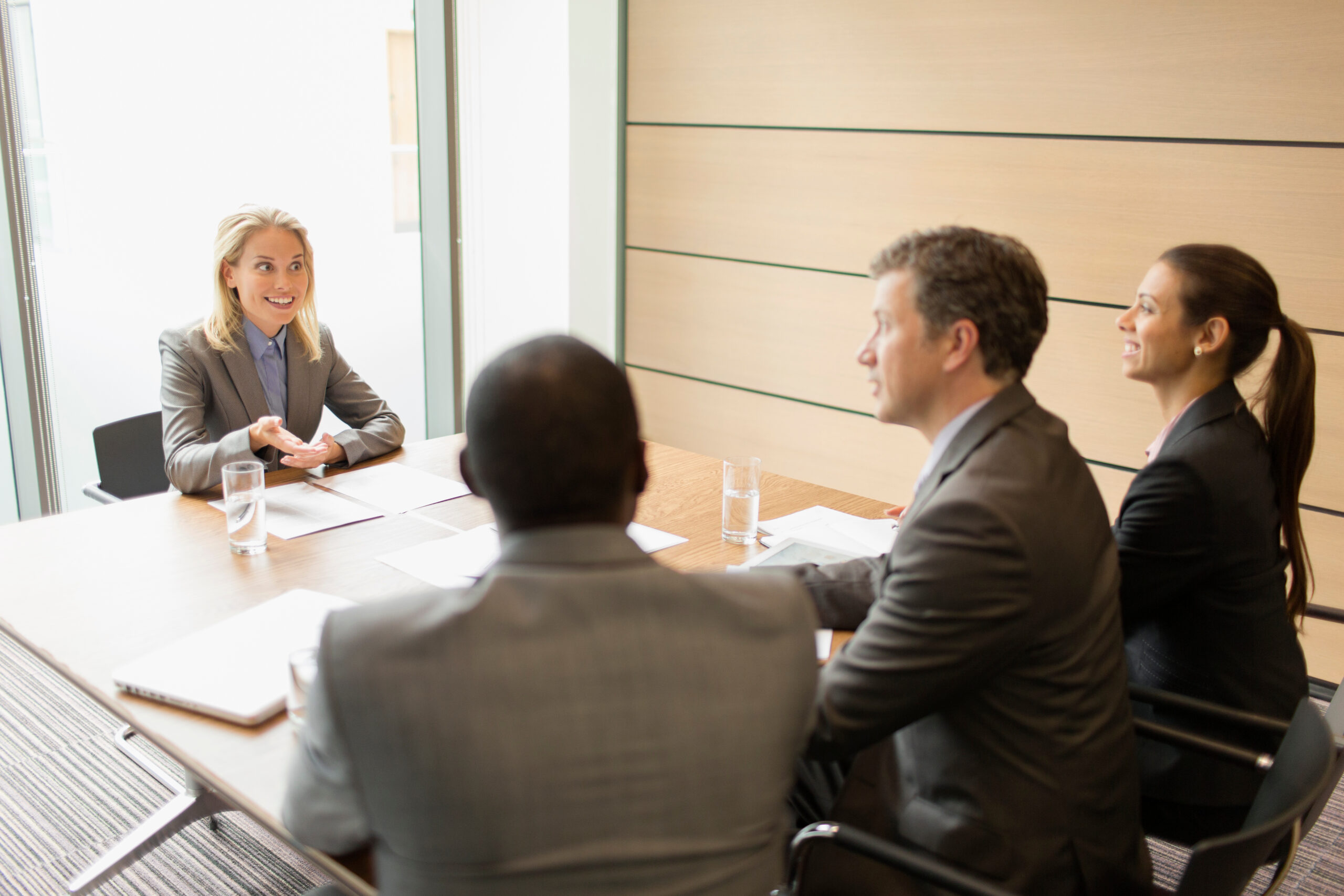 Businesswoman interviewing for job in conference room