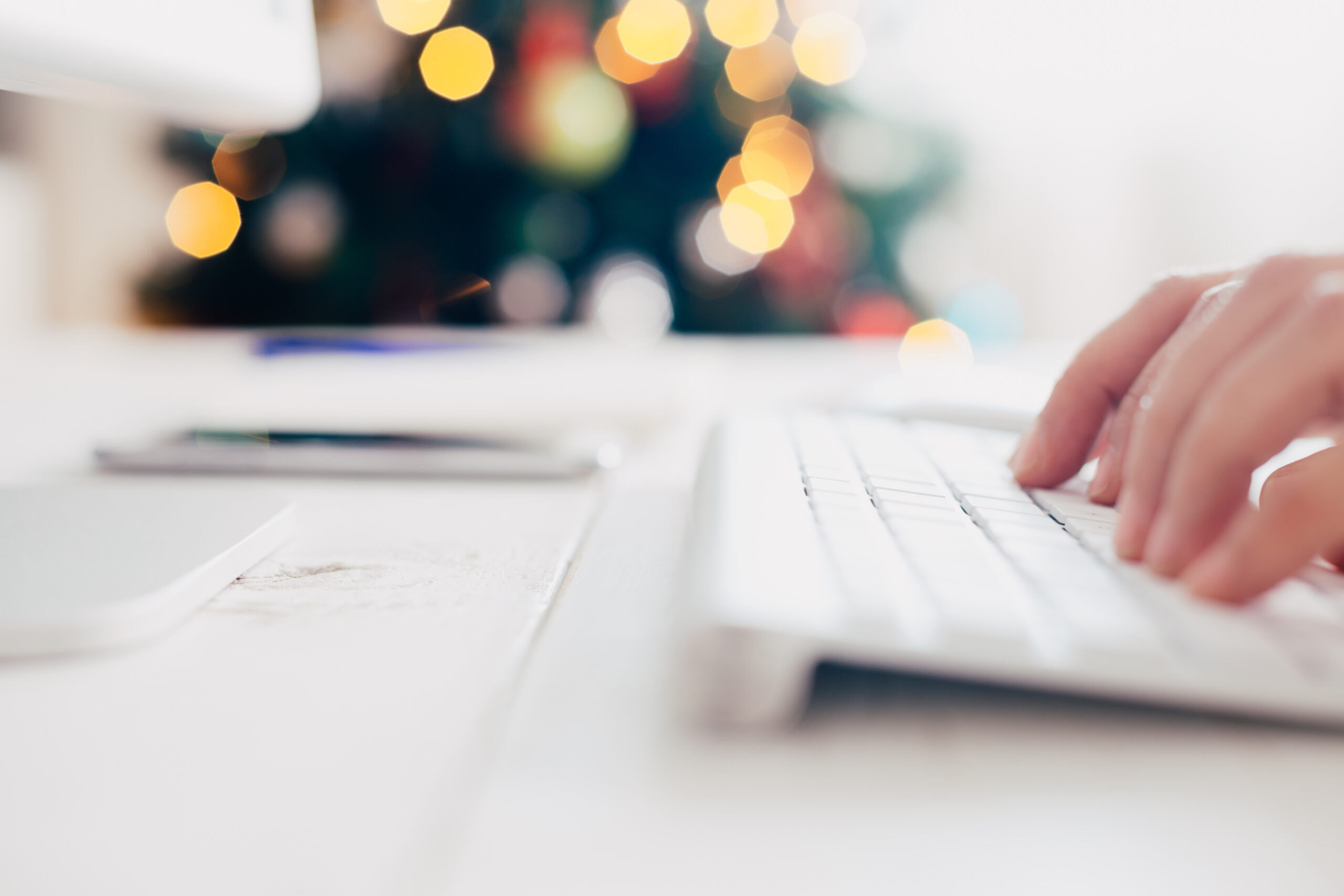 Working in Christmas time Someone typing