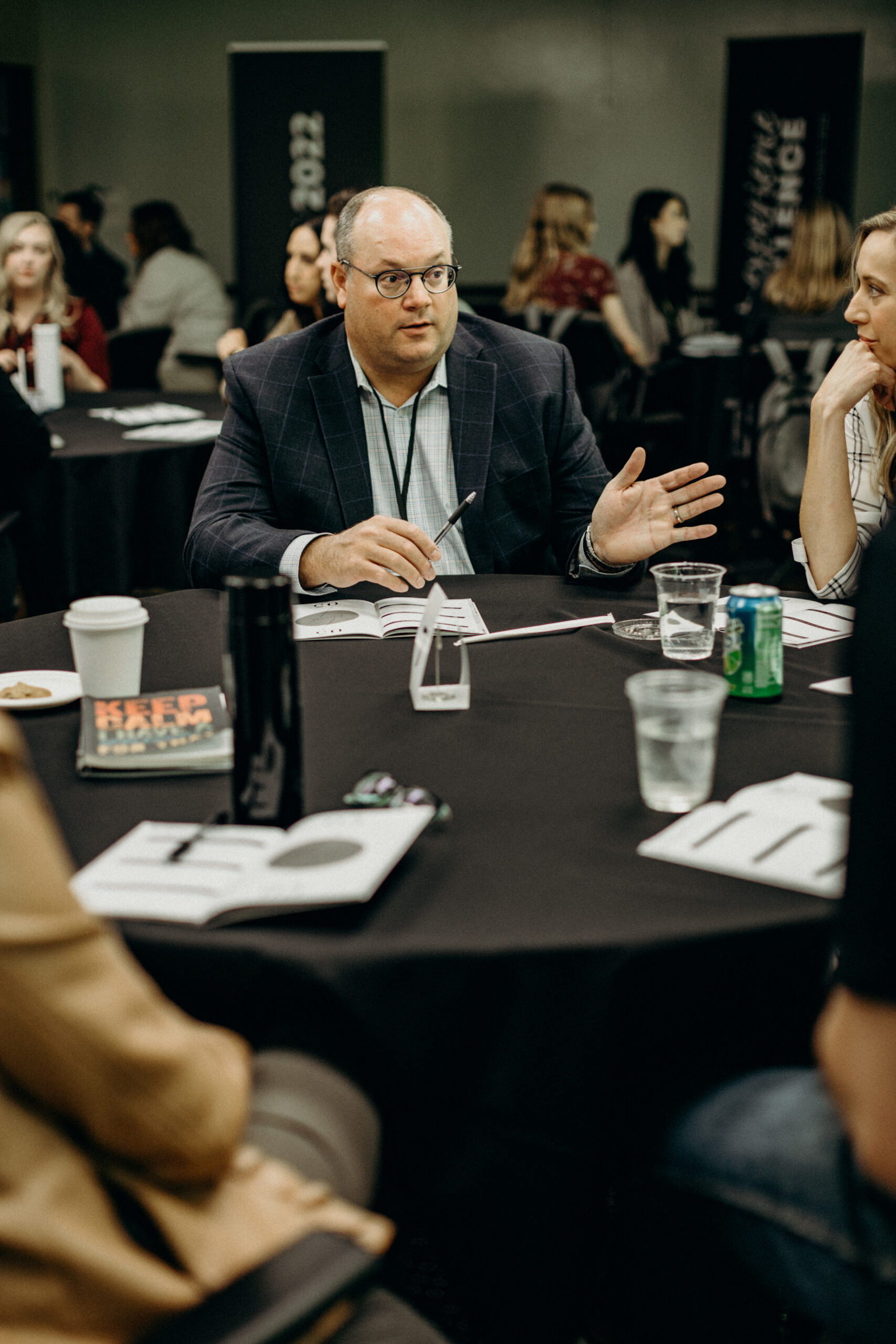 Business people having a round table discussion