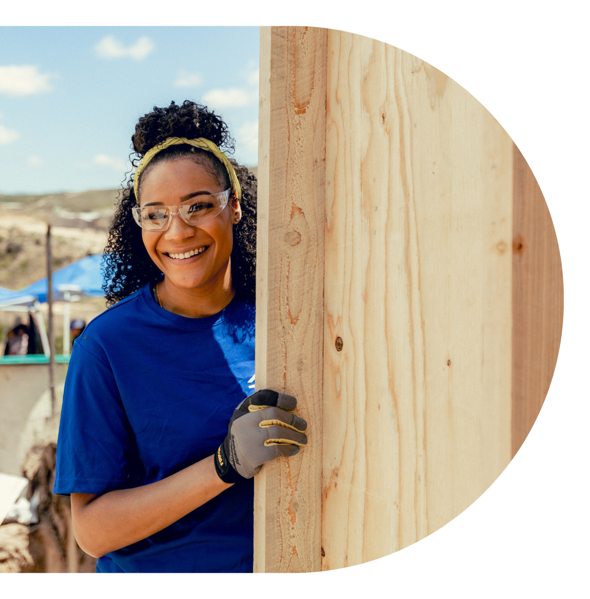 A woman working in construction