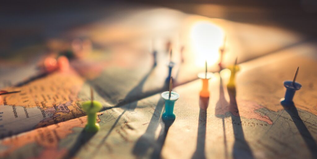 pins on a map