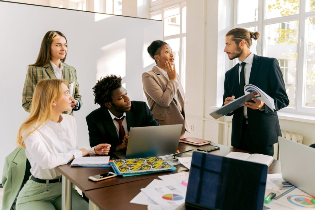 A group of young professionals working