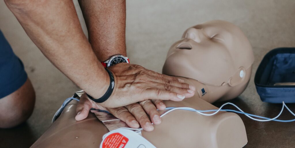 A man practicing CPR