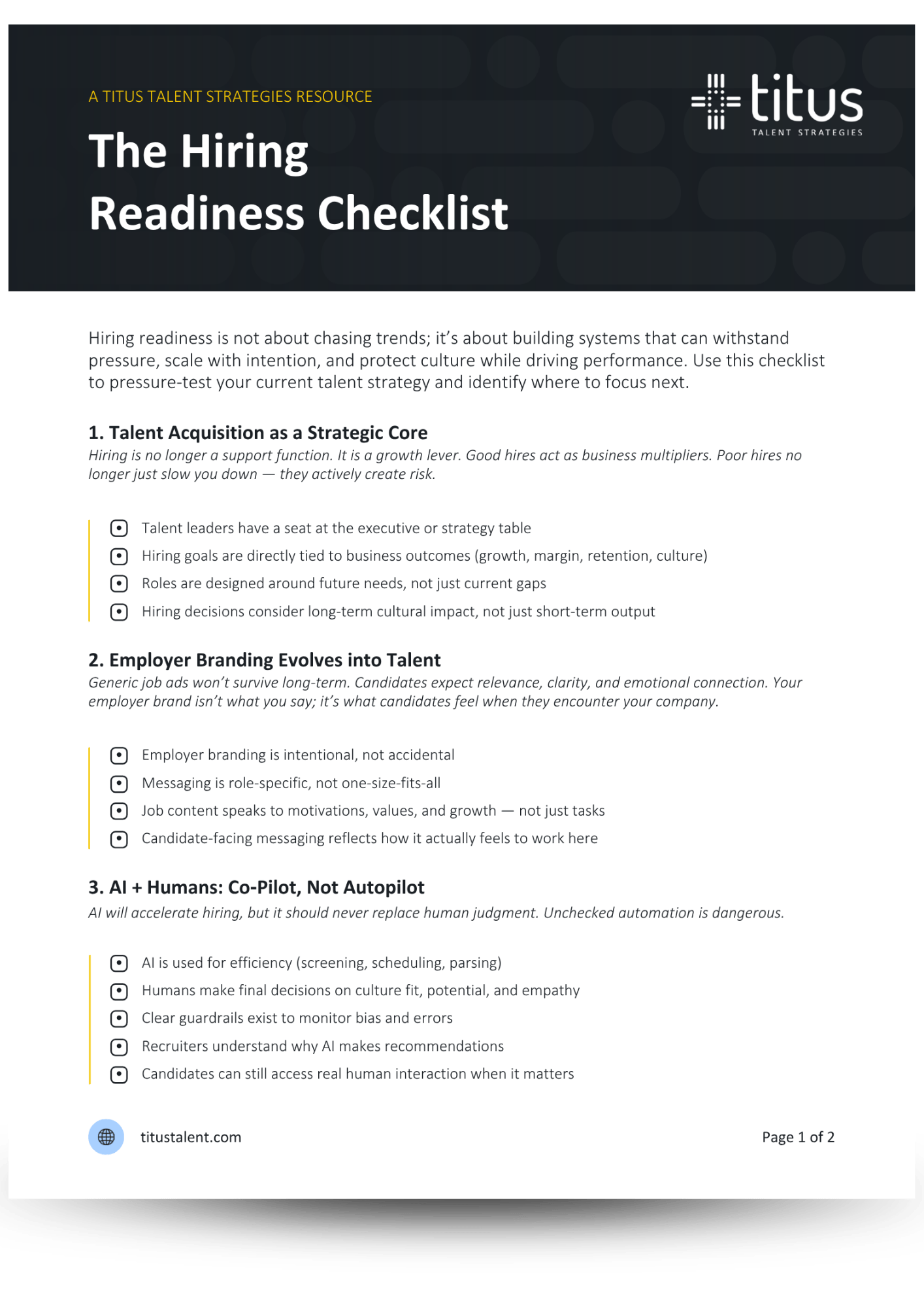 Hiring Readiness Checklist